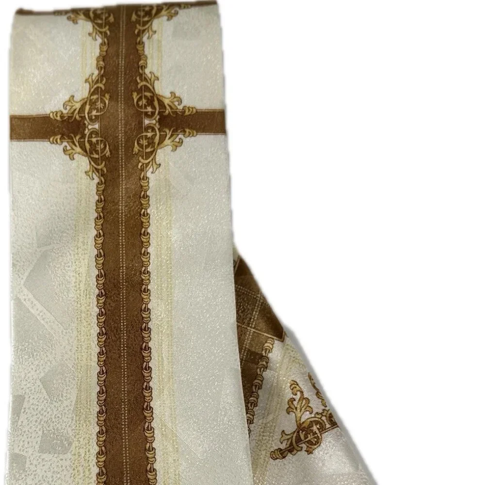 Fratello Boys Tie Hanky Set Cream Gold Yellow Beige Polyester 3.75